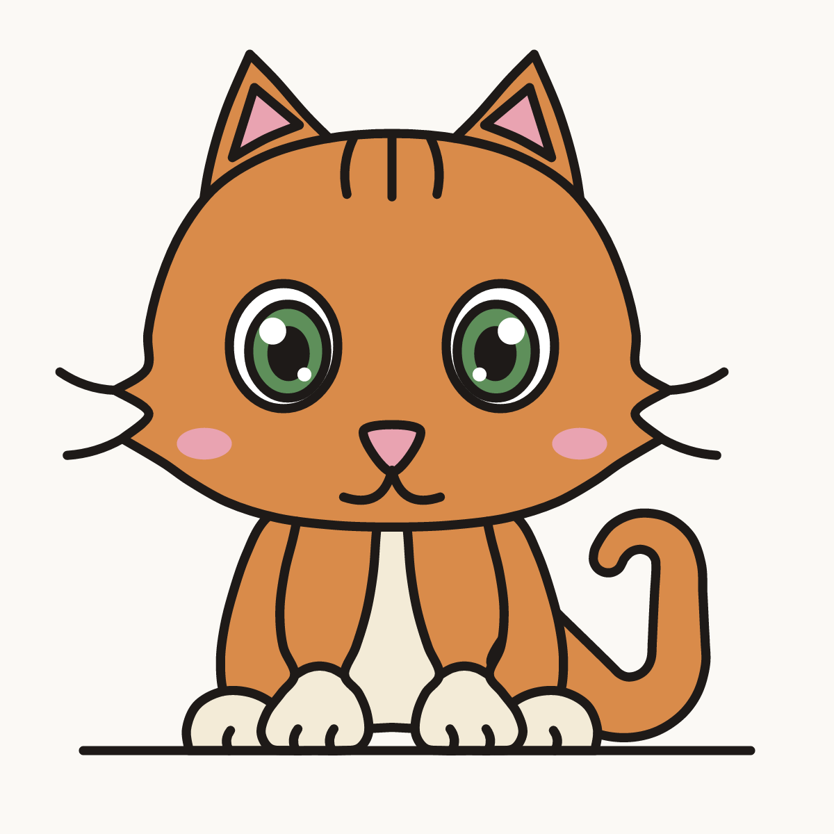 Finished drawing of a chibi cat