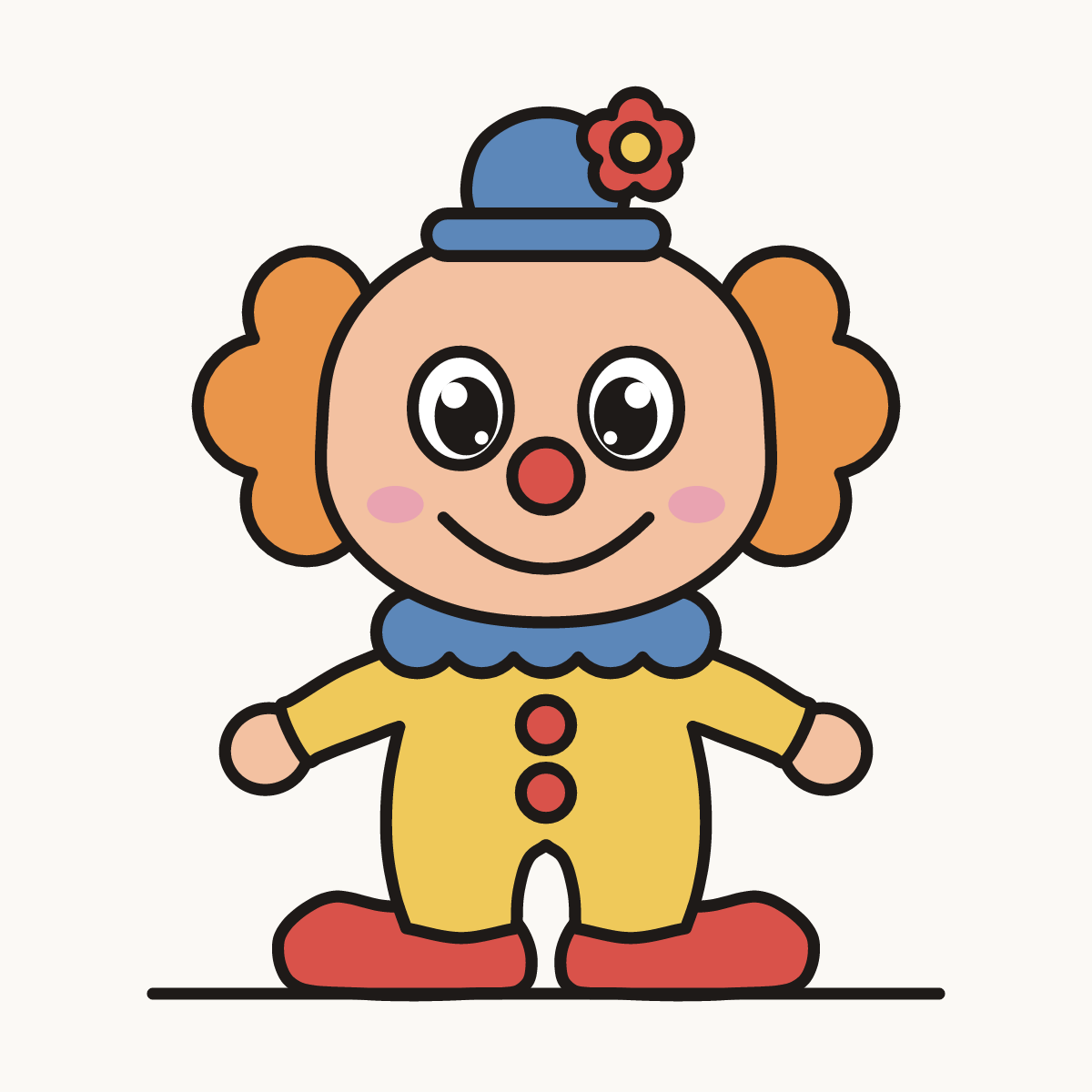 Finished drawing of a chibi clown