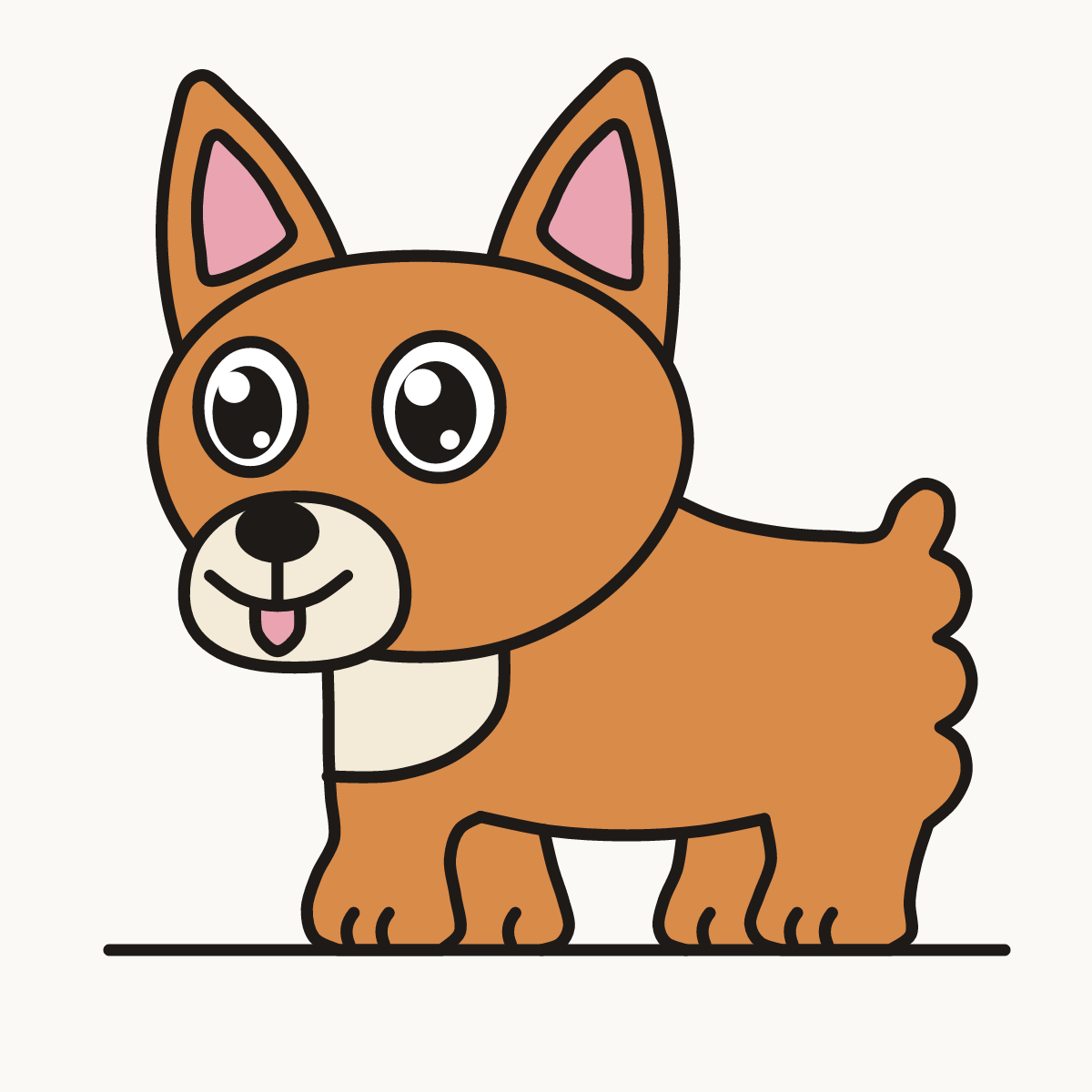 Finished drawing of a chibi corgi