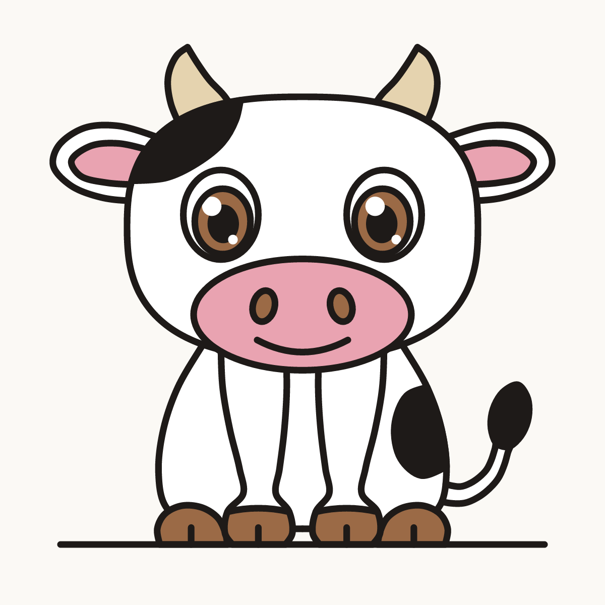 Finished drawing of a chibi cow