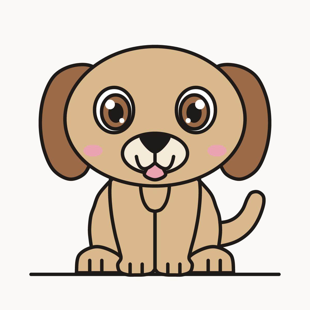 Finished drawing of a chibi dog