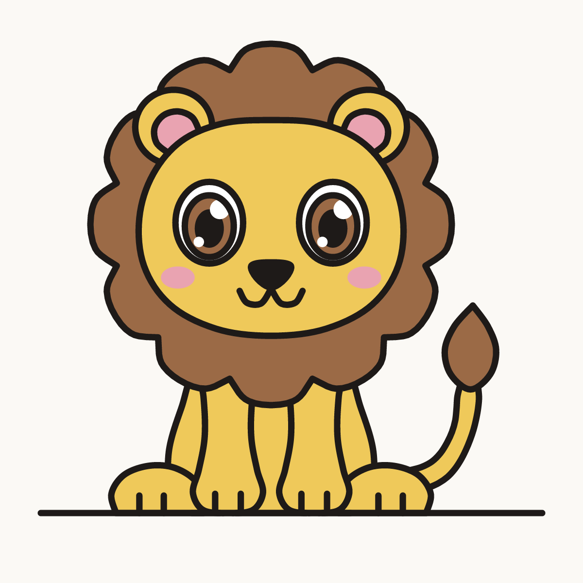 Finished drawing of a chibi lion