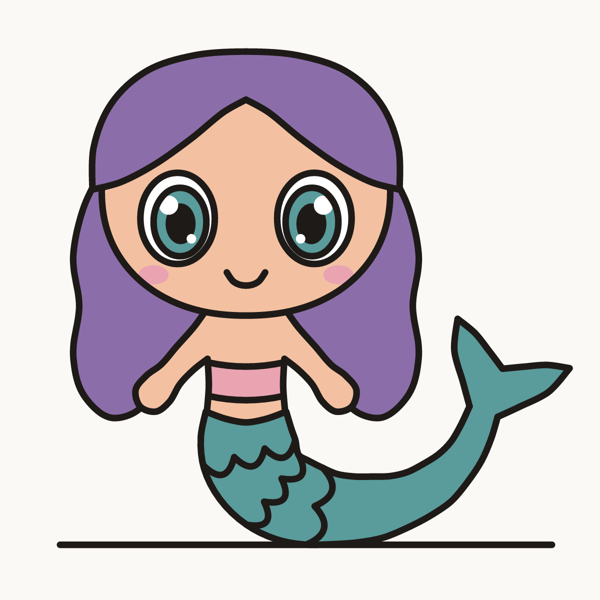 Finished drawing of a chibi mermaid