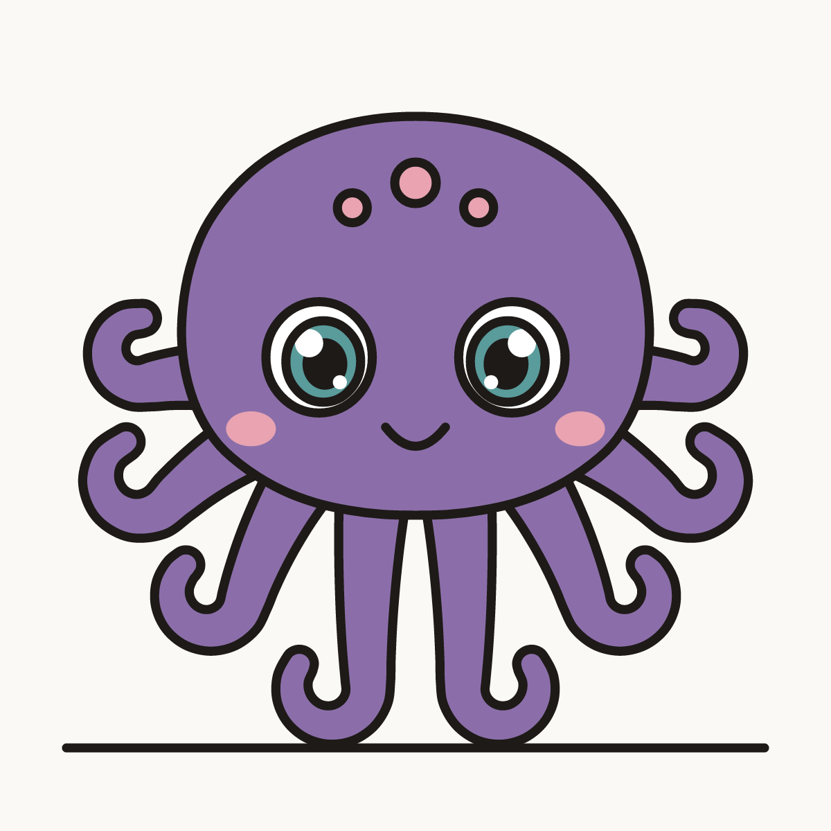 Finished drawing of a chibi octopus