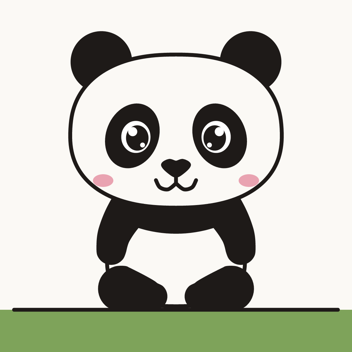 Finished drawing of a chibi panda