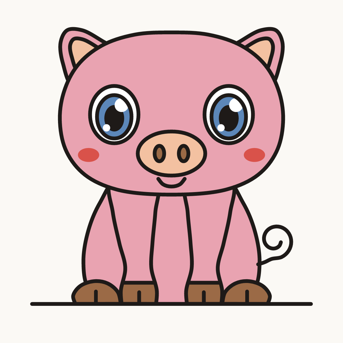 Finished drawing of a chibi pig