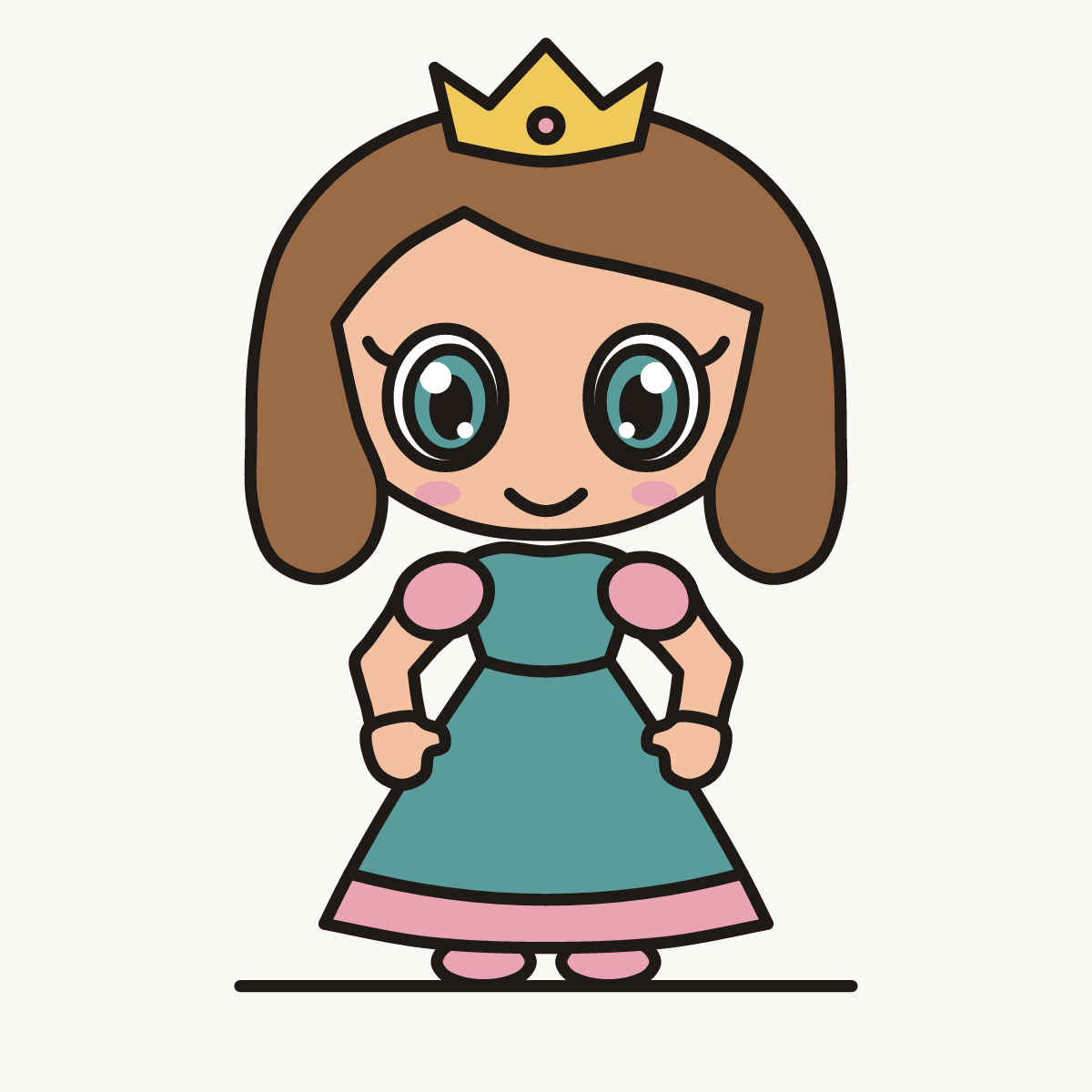 Finished drawing of a chibi princess