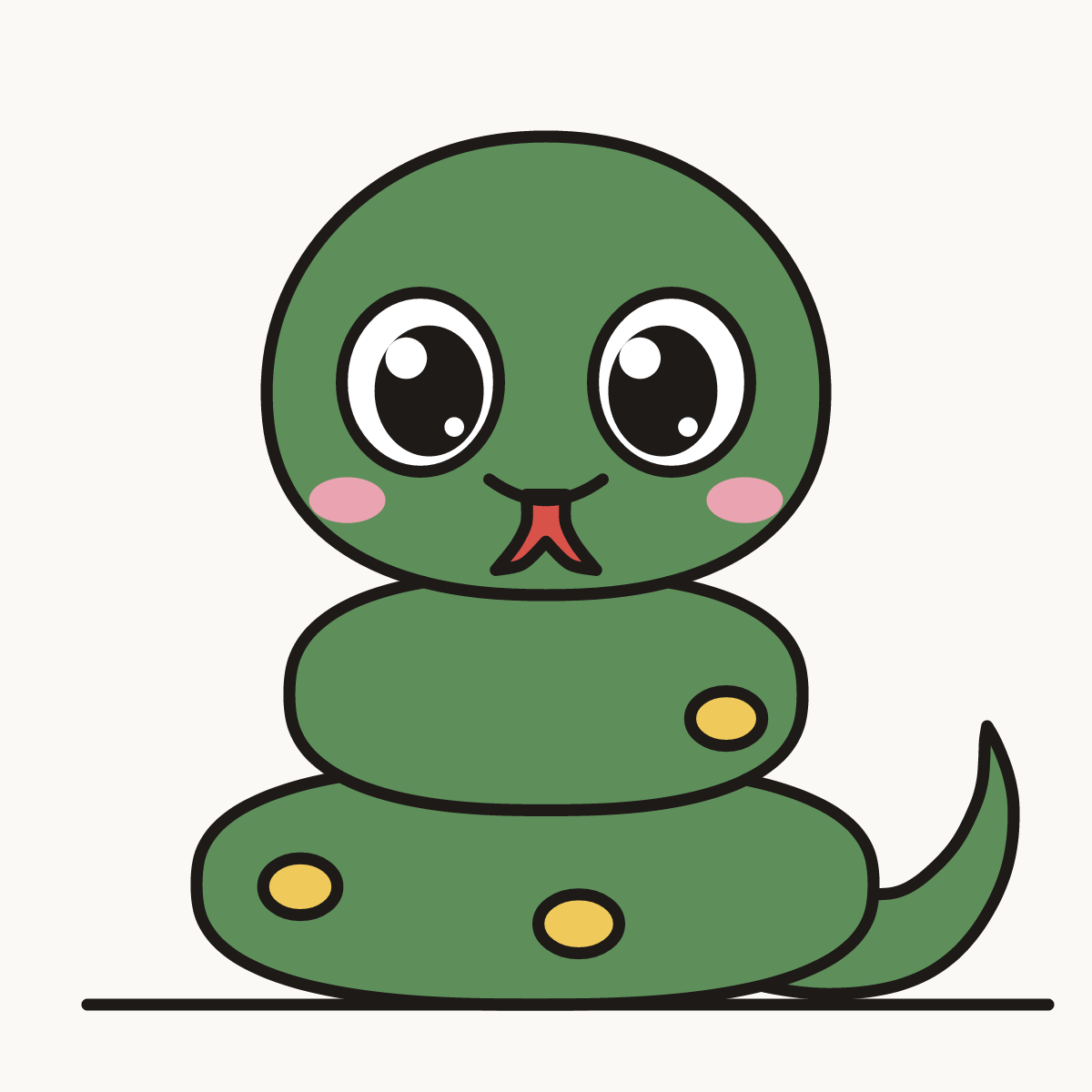 Finished drawing of a chibi snake