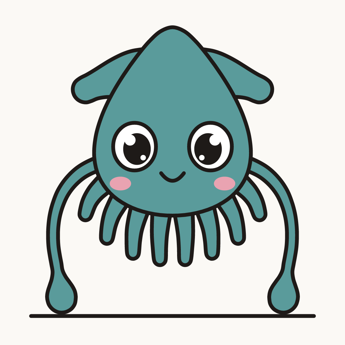Finished drawing of a chibi squid