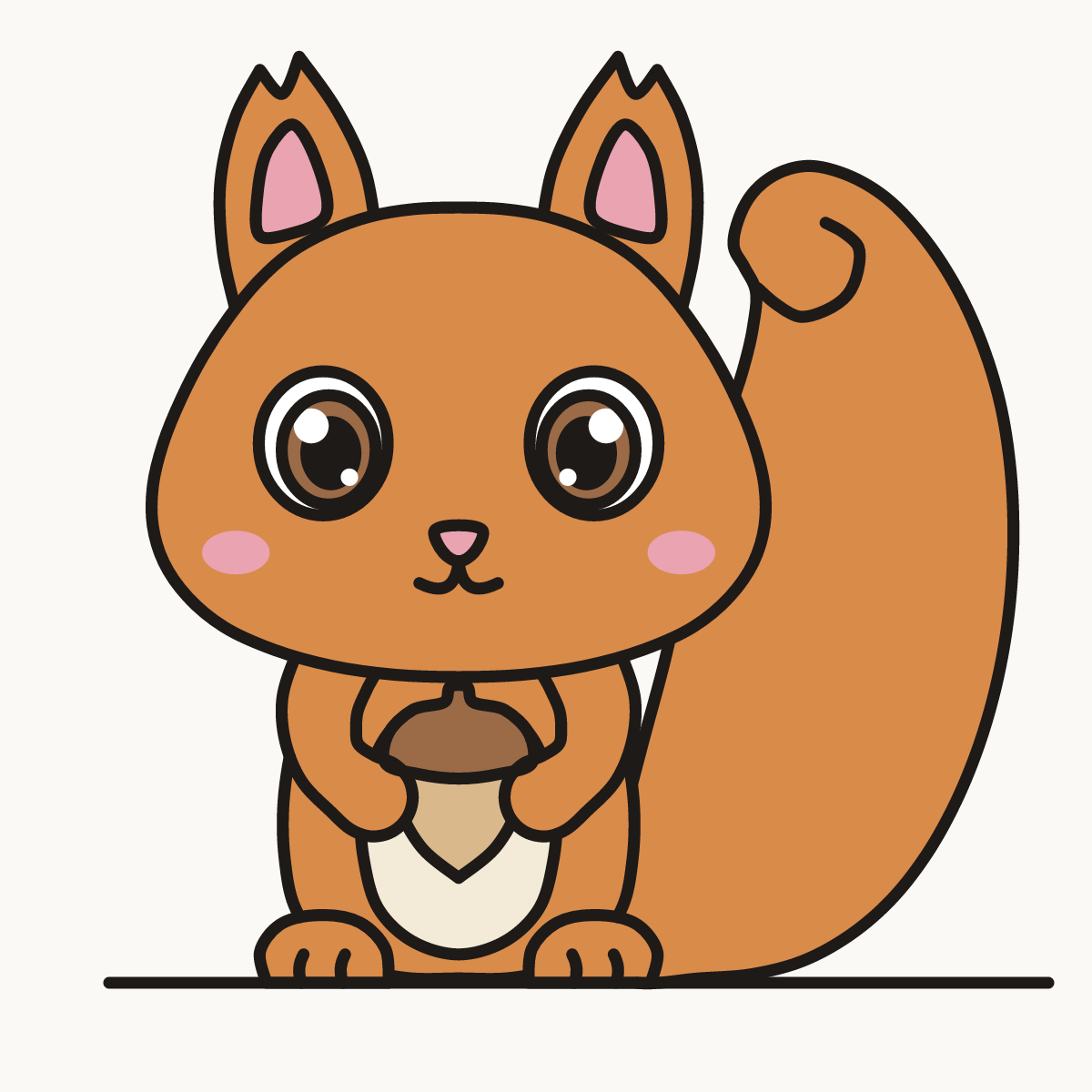 Finished drawing of a chibi squirrel
