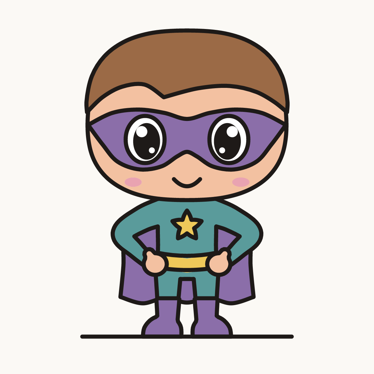 Finished drawing of a chibi superhero