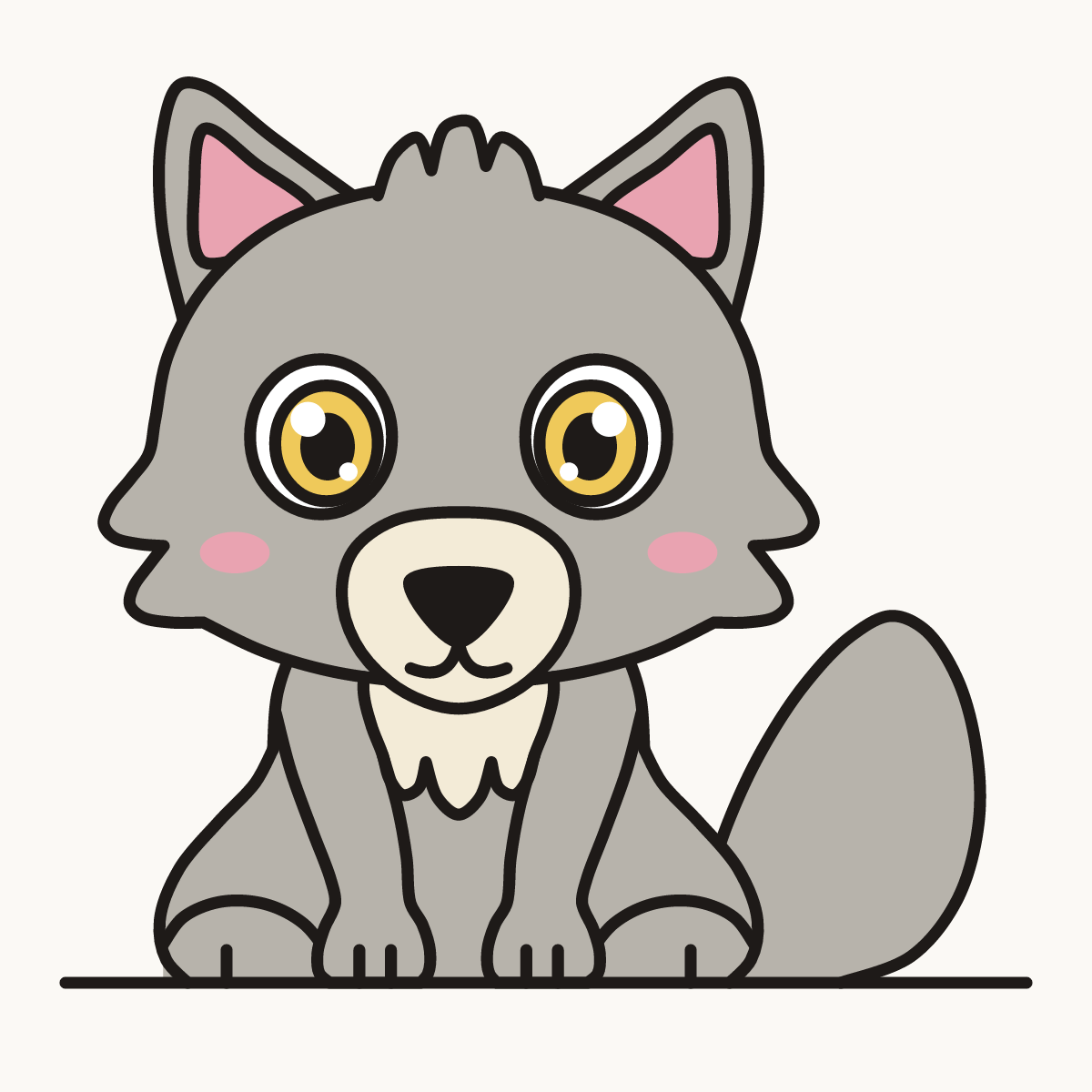 Finished drawing of a chibi wolf