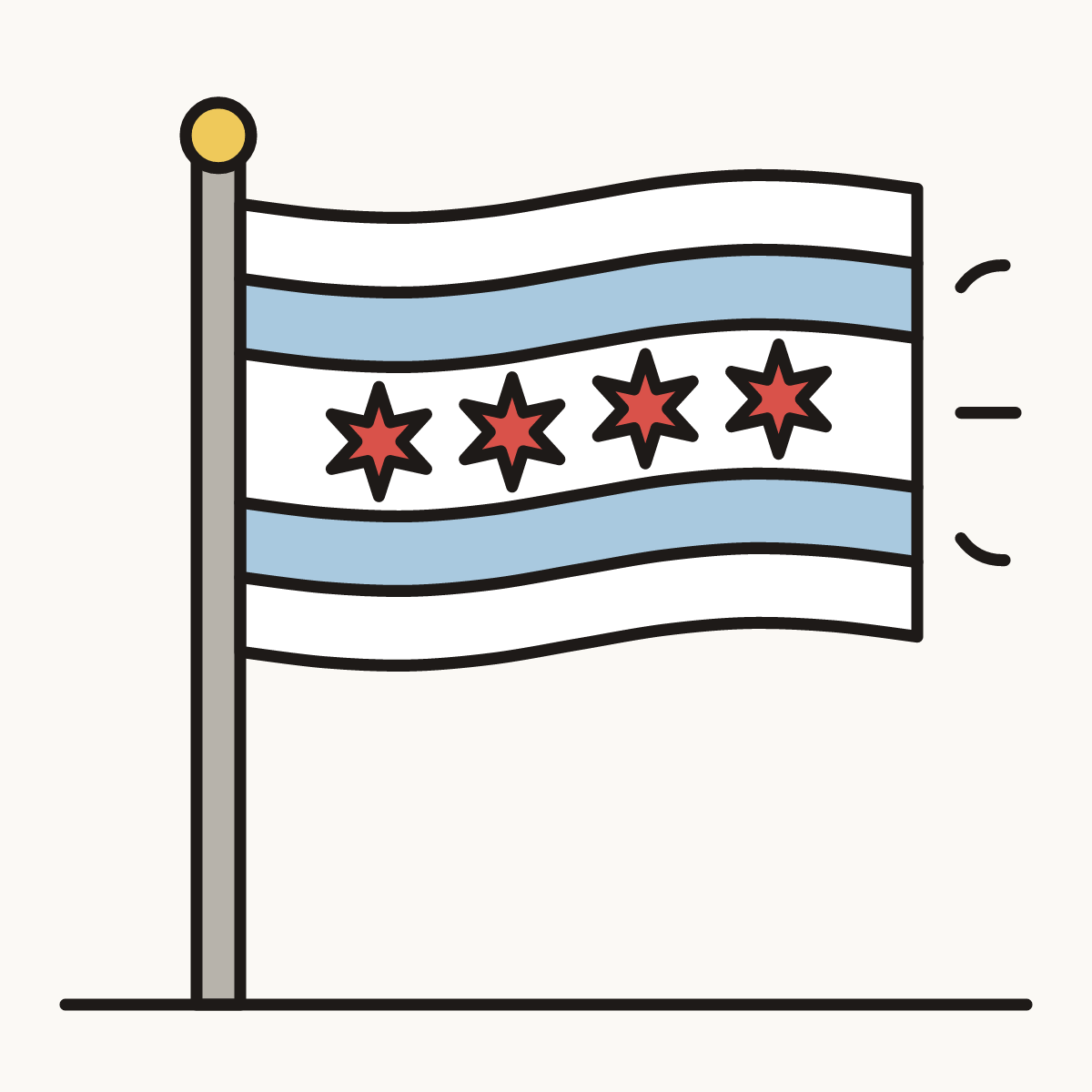 Finished drawing of a chicago flag