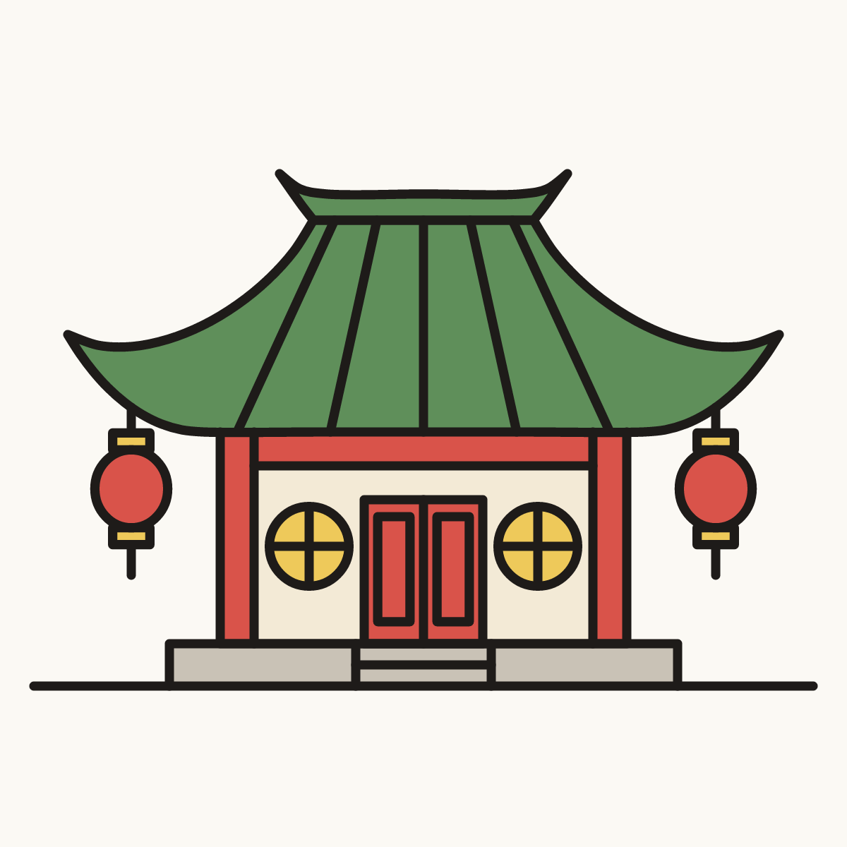Finished drawing of a chinese house