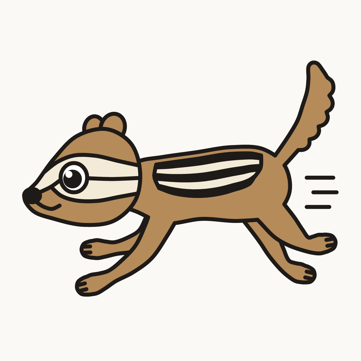 Finished drawing of a chipmunk running