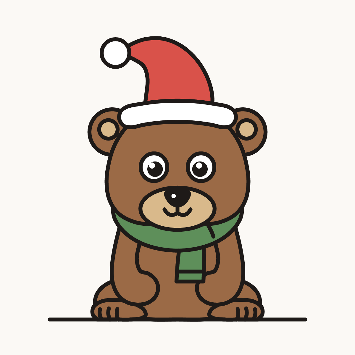 Finished drawing of a Christmas bear
