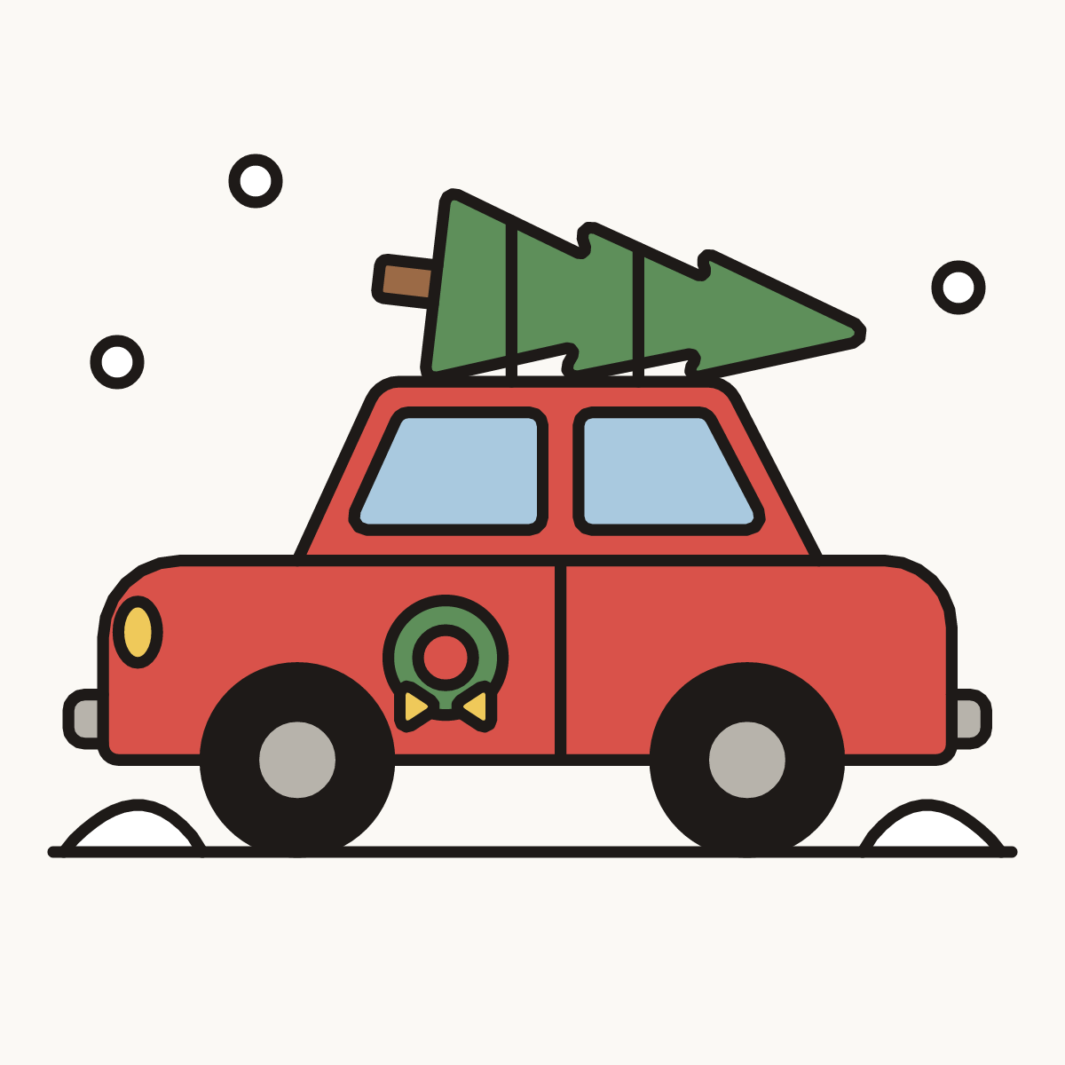 Finished drawing of a Christmas car