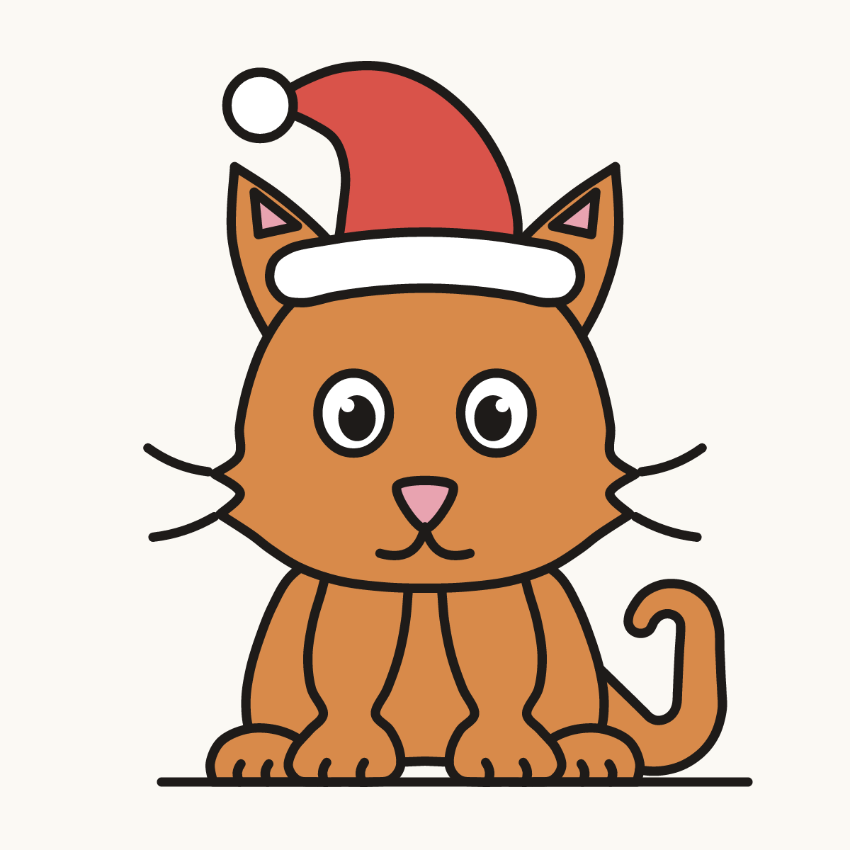 Finished drawing of a Christmas cat