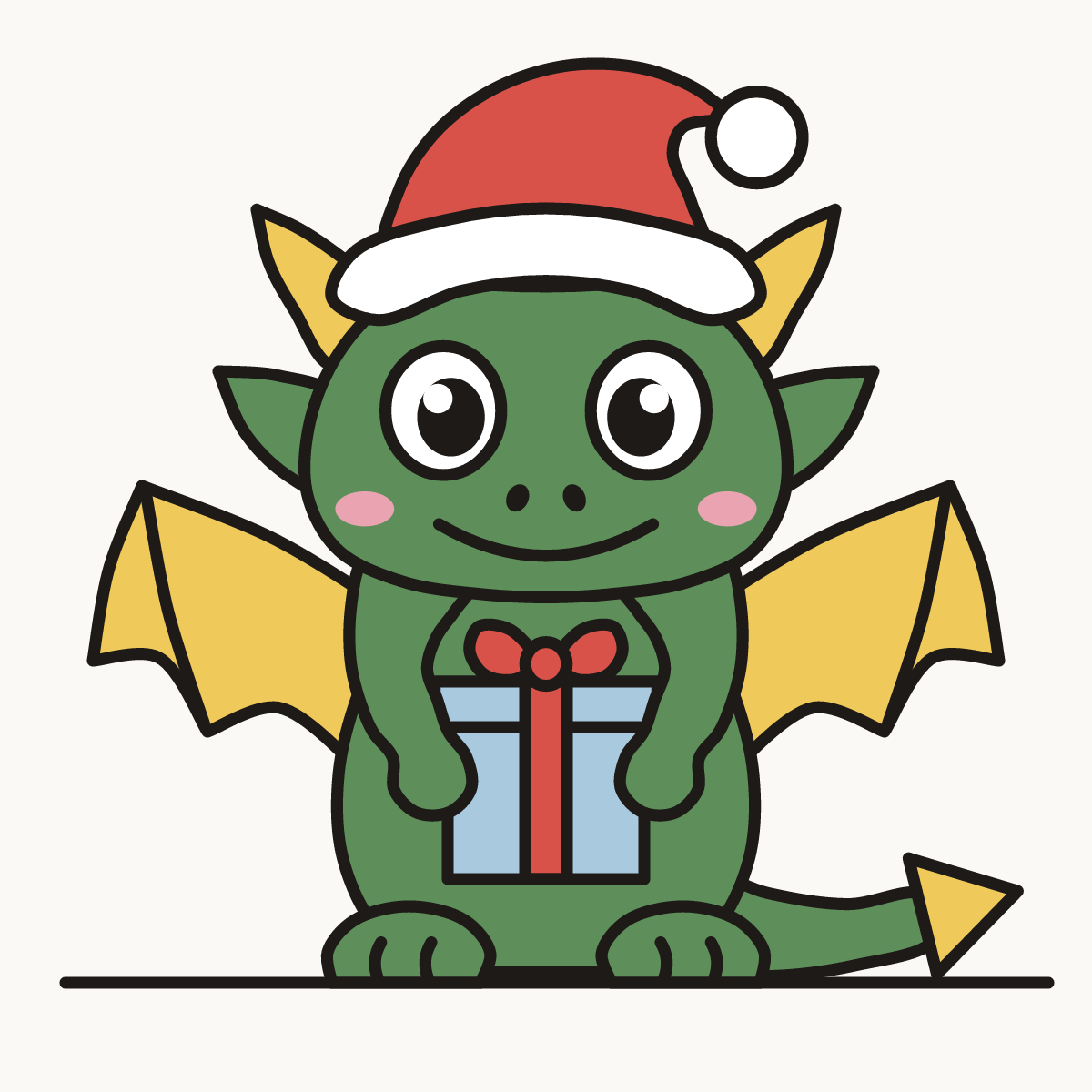 Finished drawing of a Christmas dragon