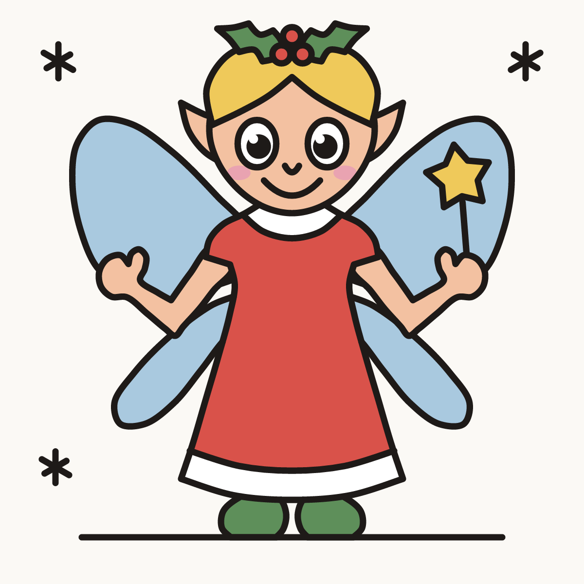 Finished drawing of a Christmas fairy