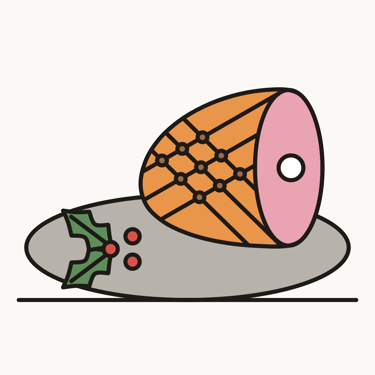 Finished drawing of a Christmas ham