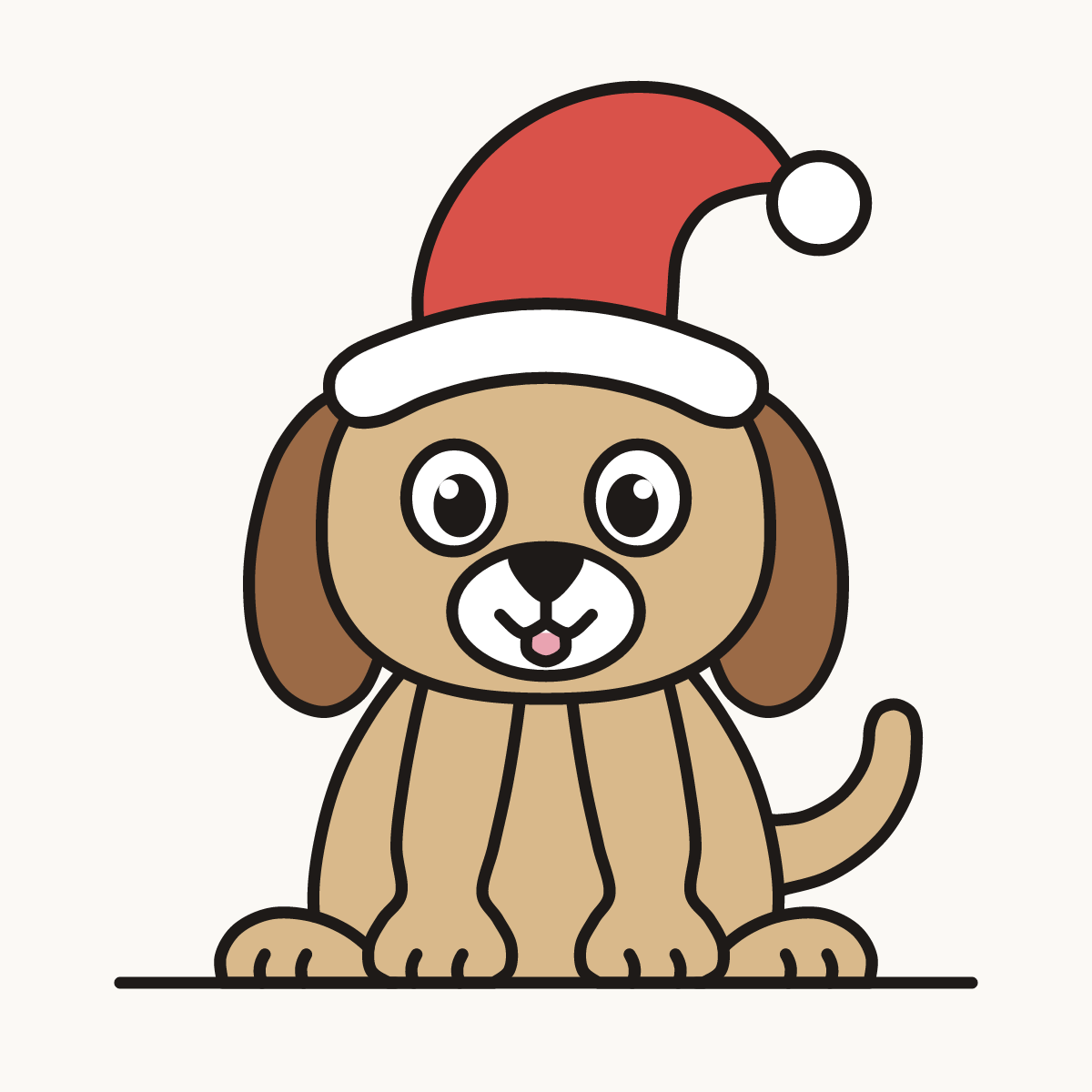 Finished drawing of a Christmas puppy