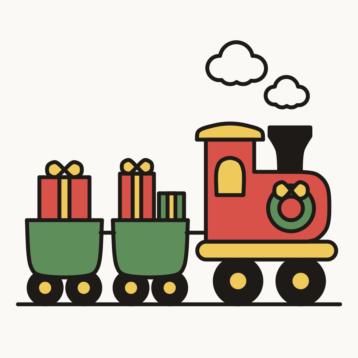 Finished drawing of a Christmas train