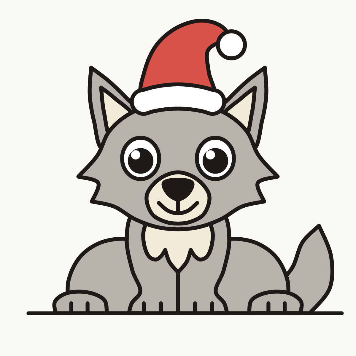Finished drawing of a Christmas wolf