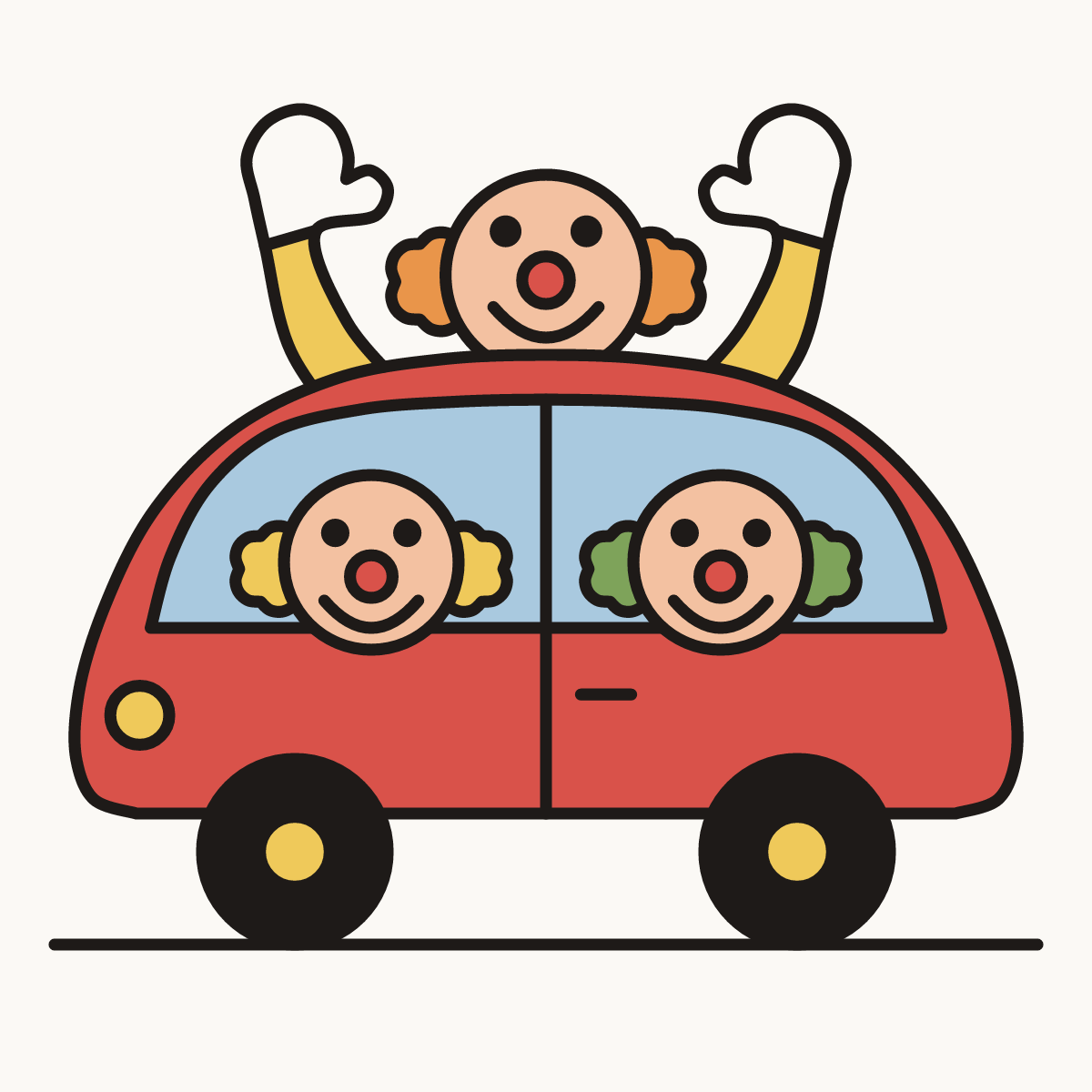 Finished drawing of a clown car