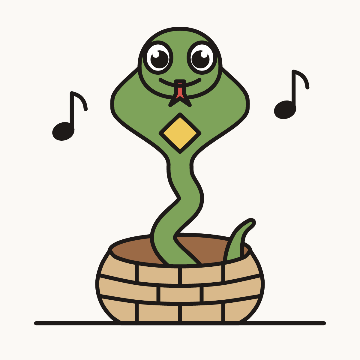 Finished drawing of a dancing cobra