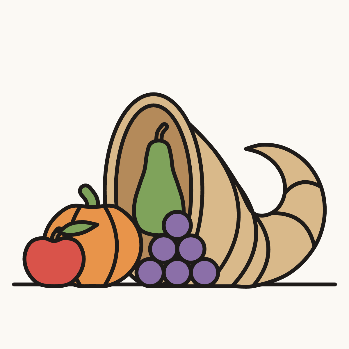 Finished drawing of a cornucopia