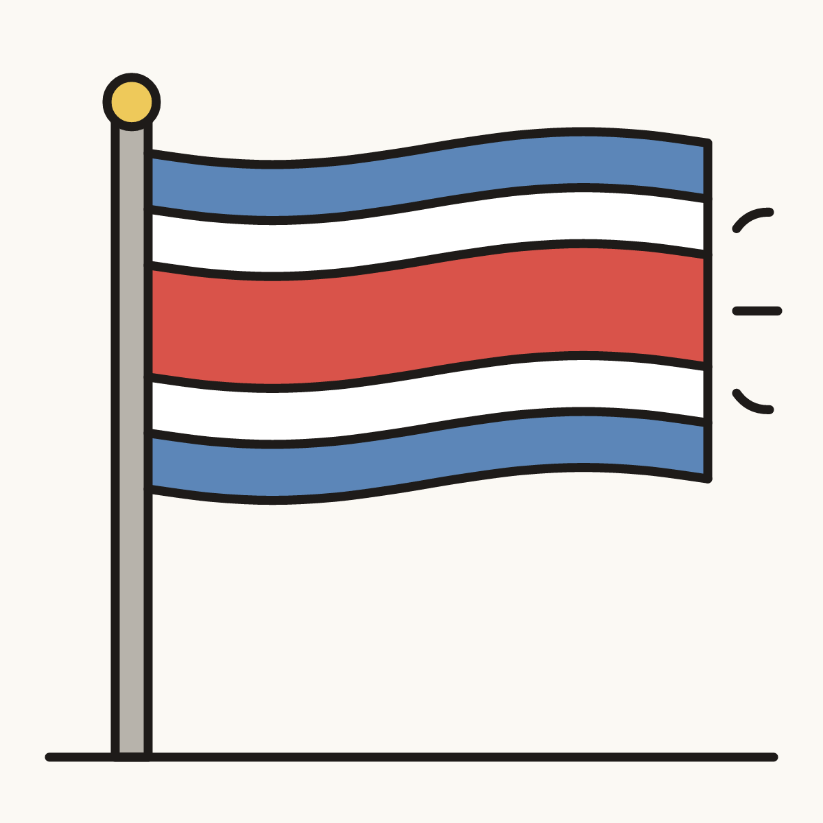 Finished drawing of a costa rica flag