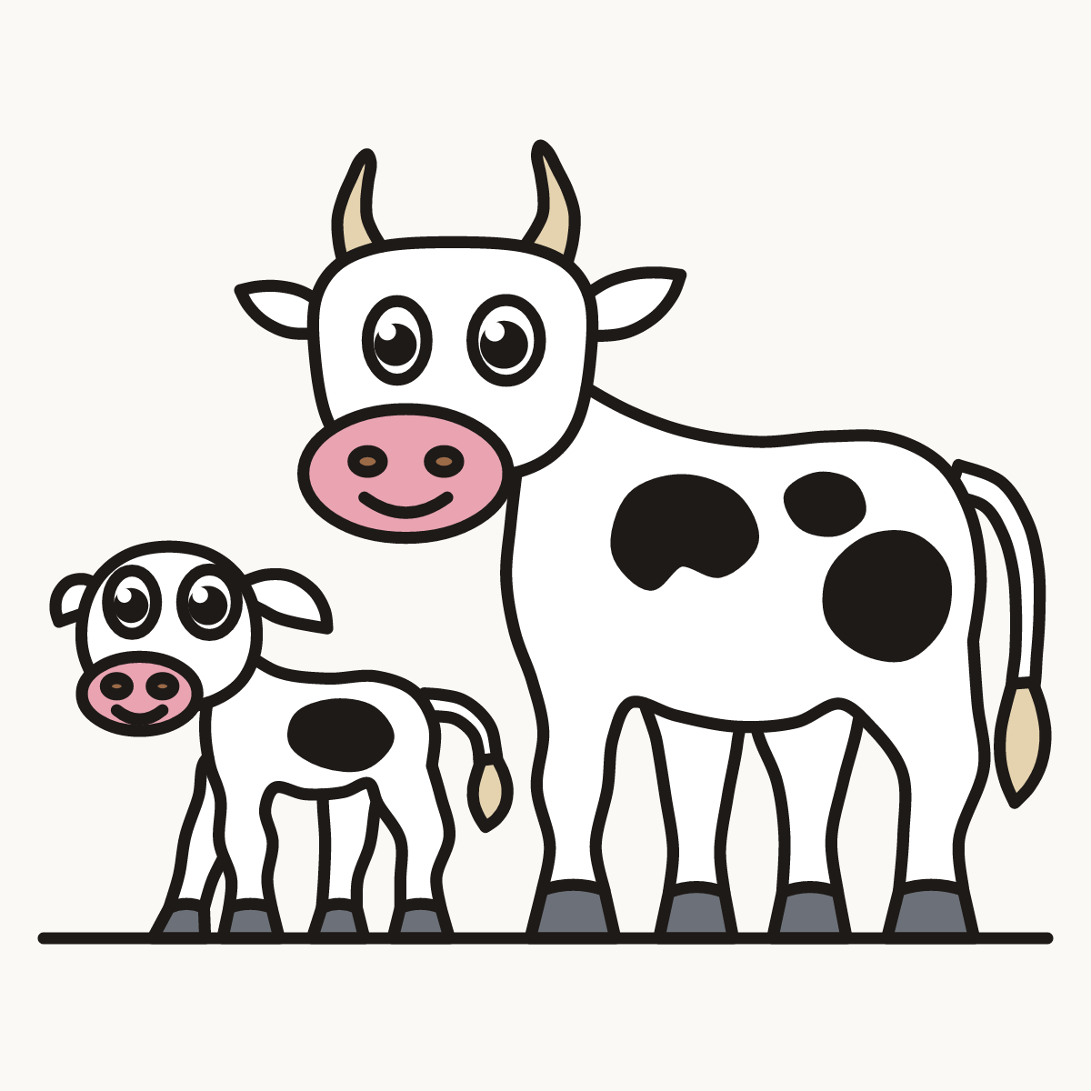 Finished drawing of a cow and calf