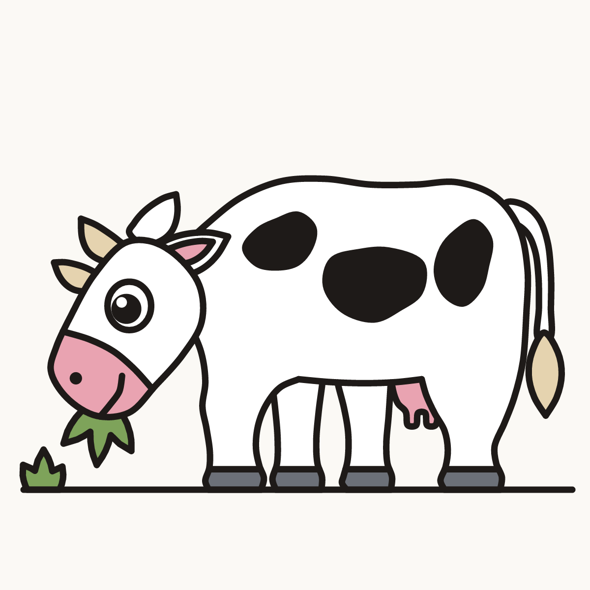 Finished drawing of a cow eating