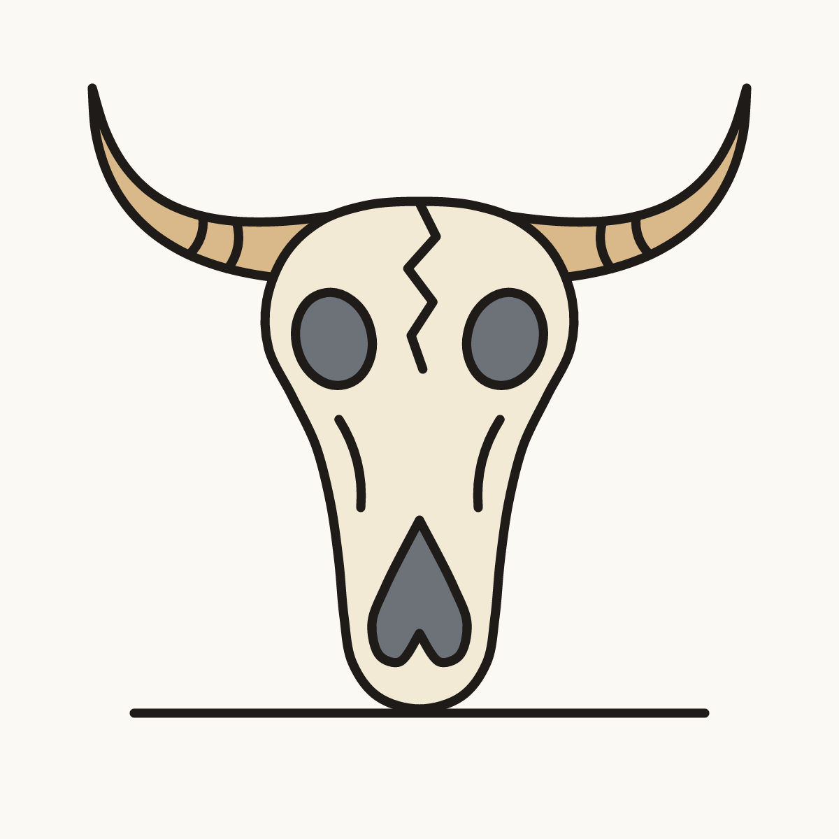 Finished drawing of a cow skull