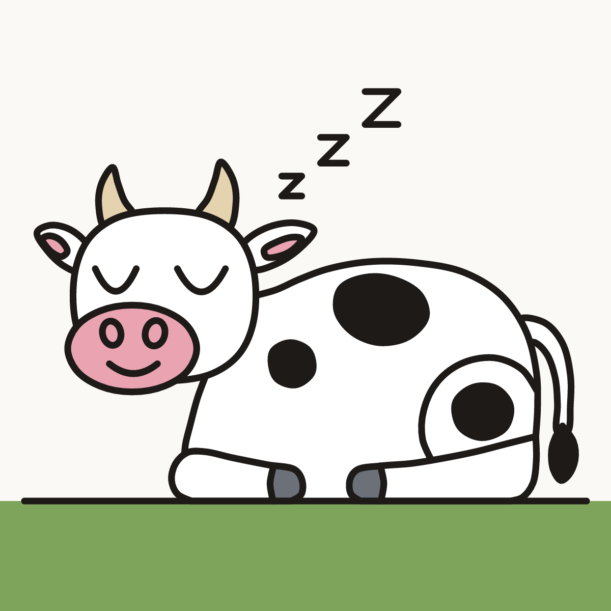 Finished drawing of a sleeping cow