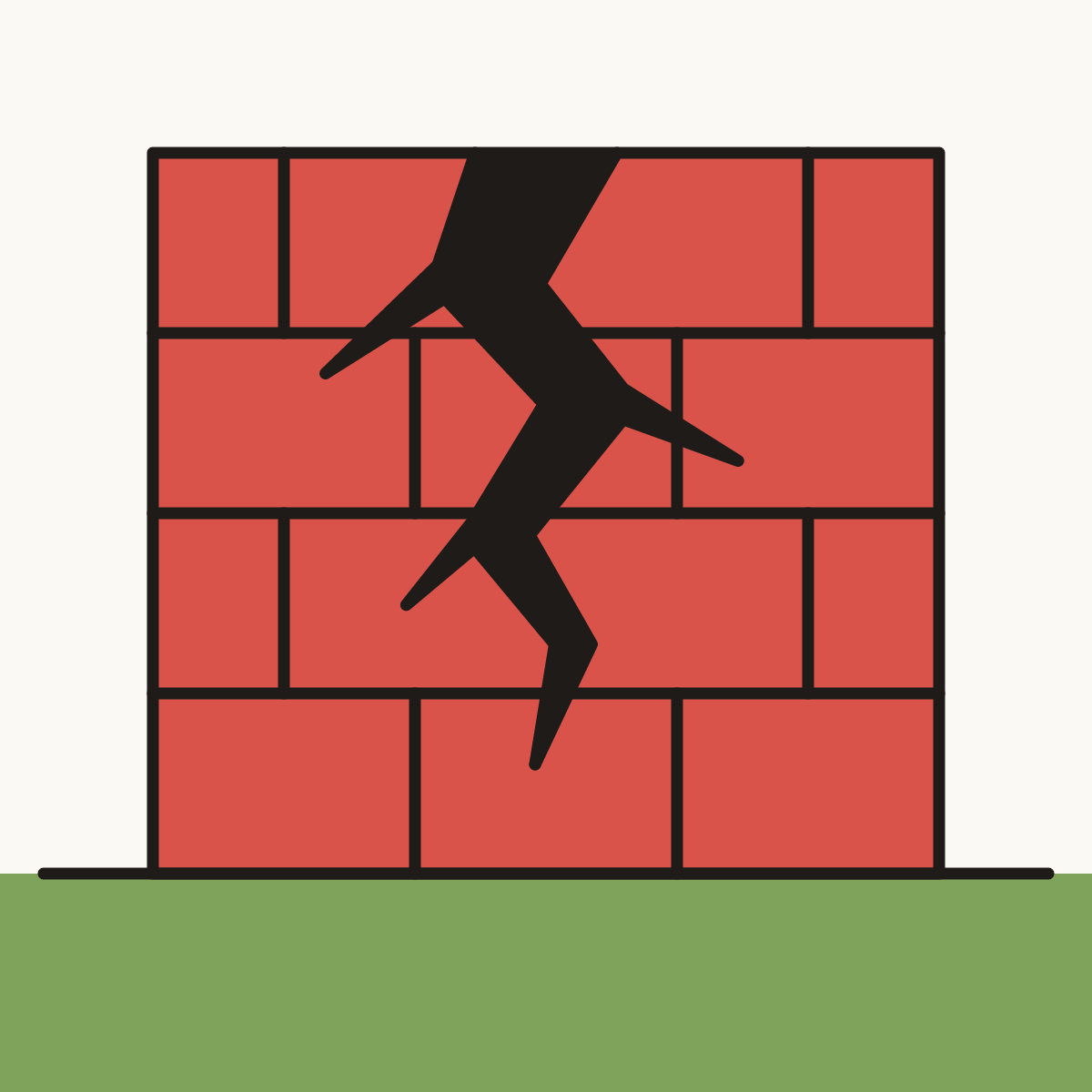 Finished drawing of a crack