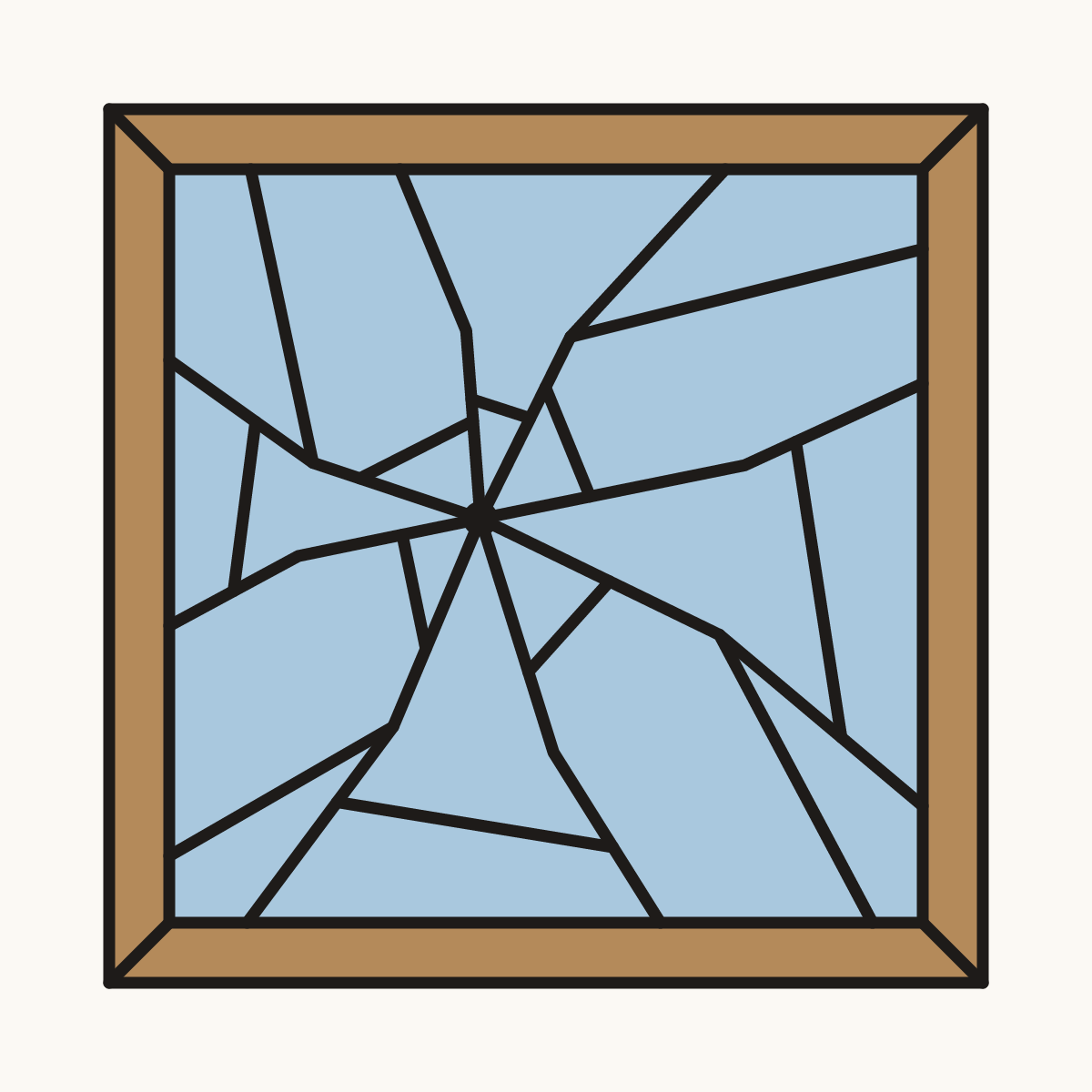 Finished drawing of a cracked glass