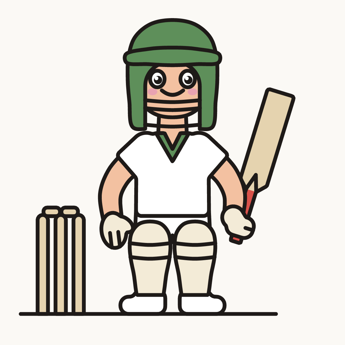 Finished drawing of a cricket player