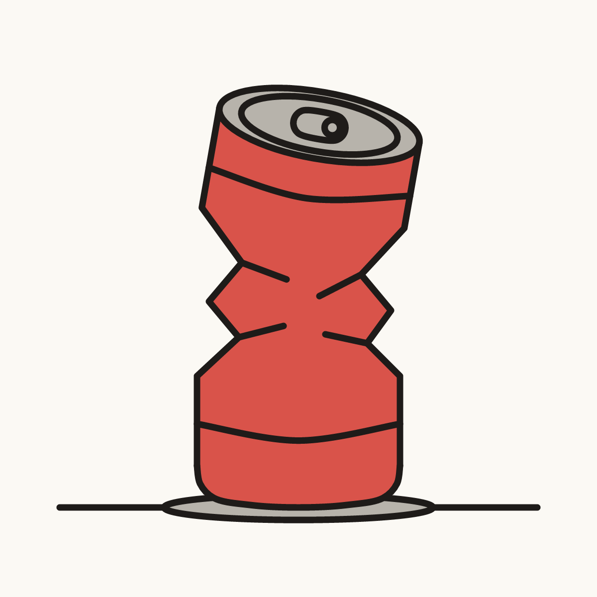 Finished drawing of a crushed can