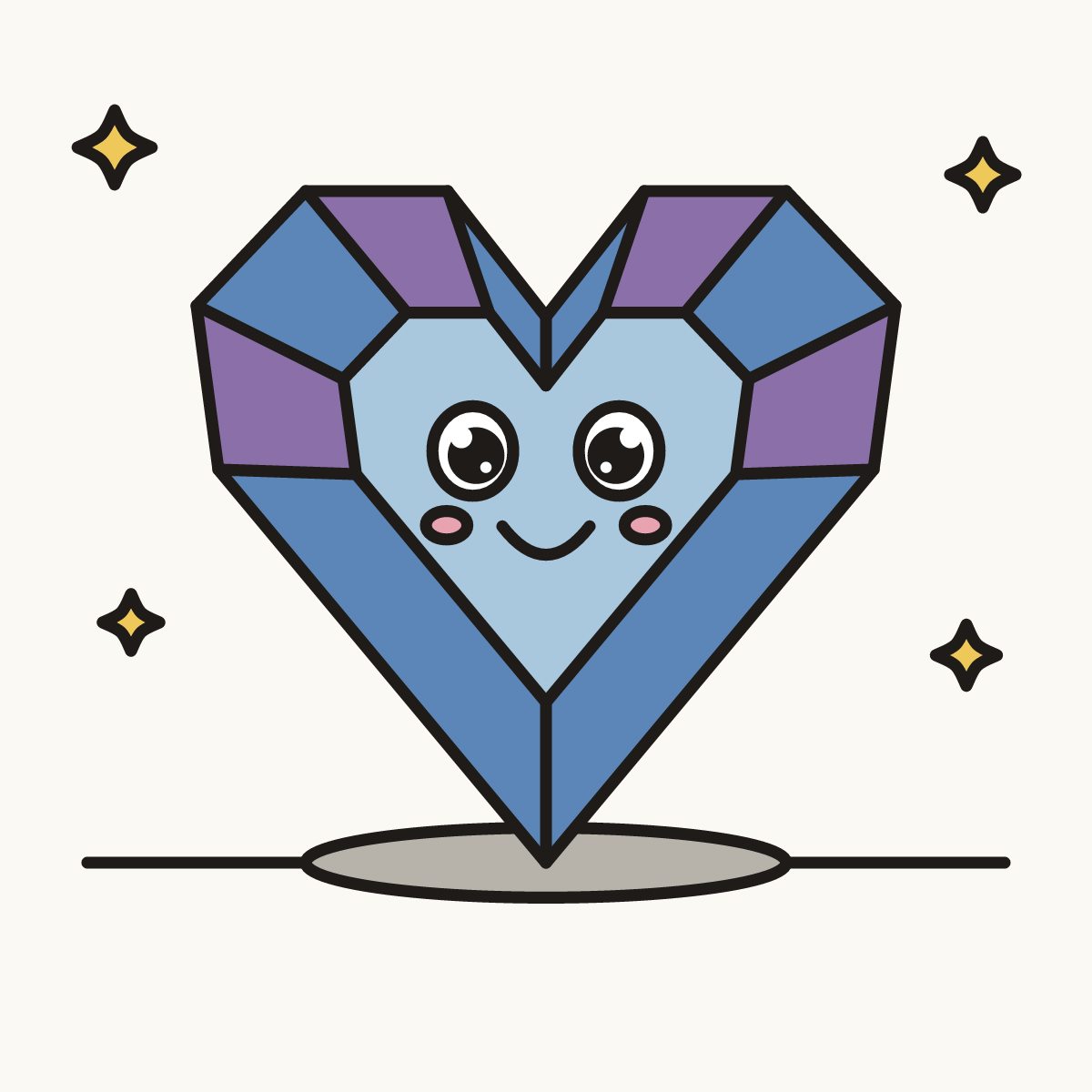 Finished drawing of a crystal heart