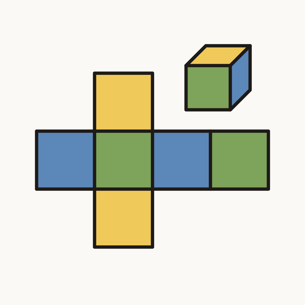 Finished drawing of a net of a cube
