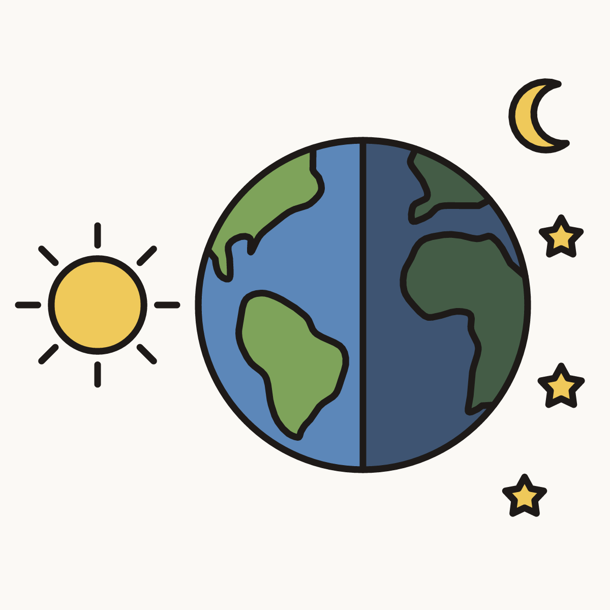 Finished drawing of a day and night