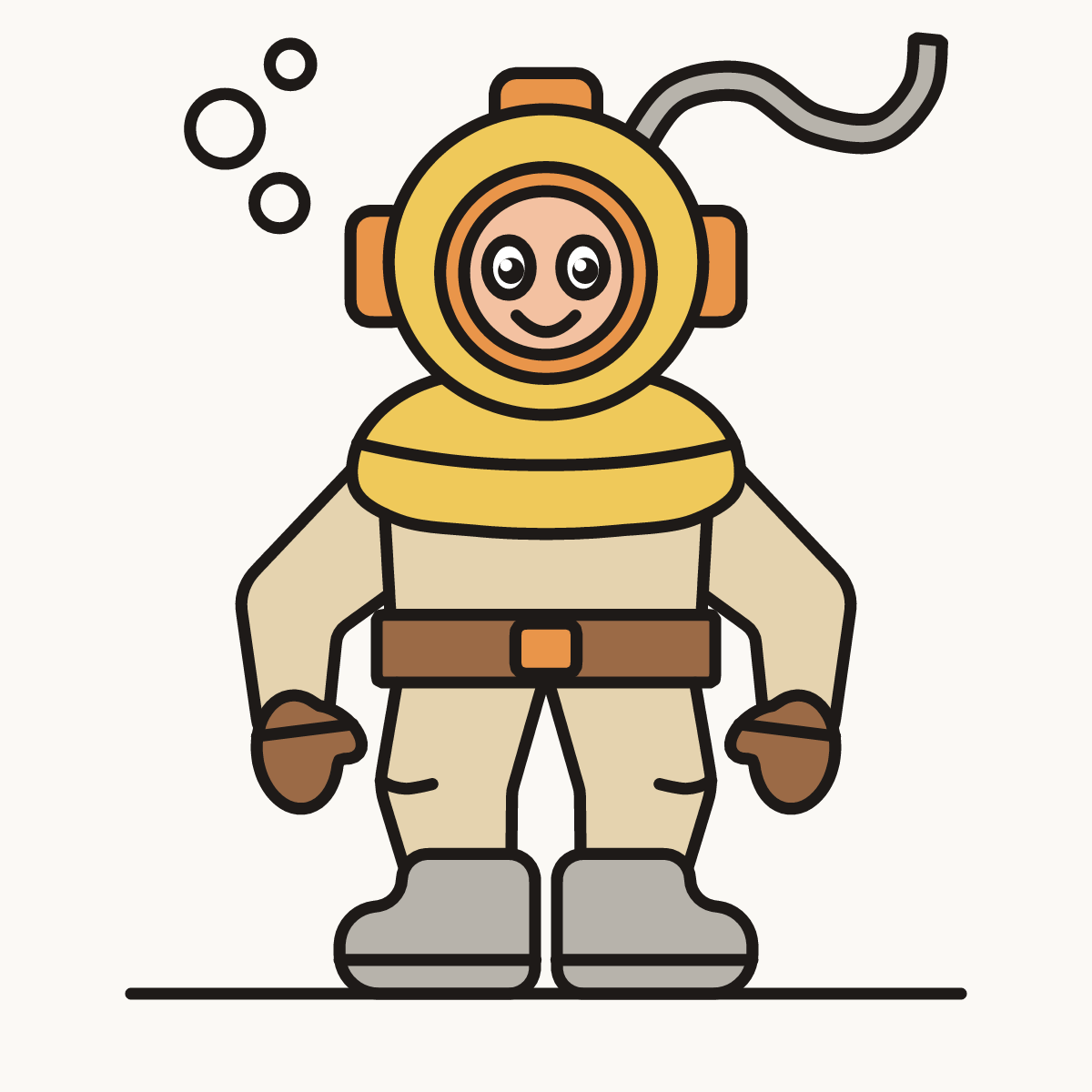 Finished drawing of a deep sea diver