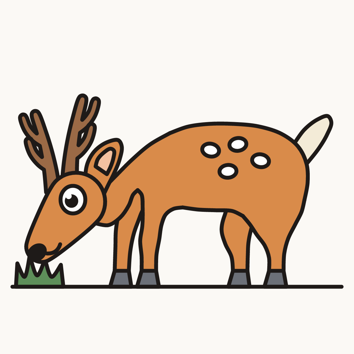 Finished drawing of a deer eating grass