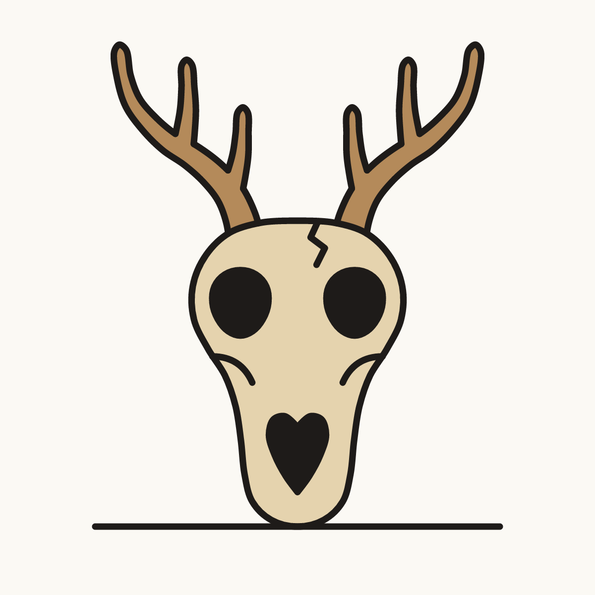 Finished drawing of a deer skull