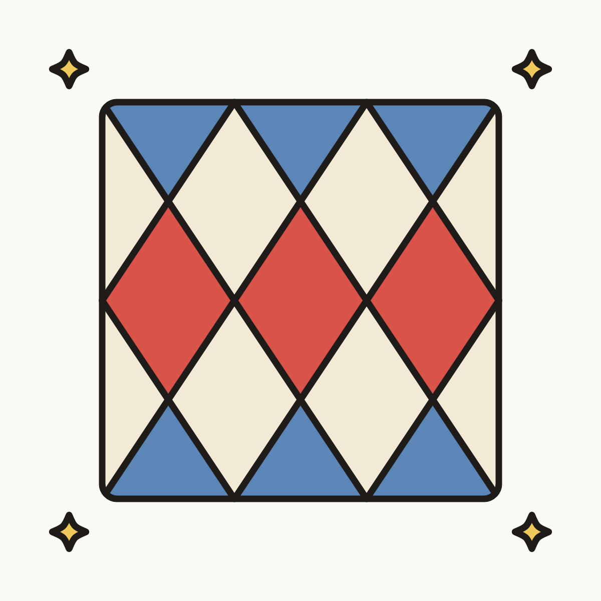 Finished drawing of a diamond pattern