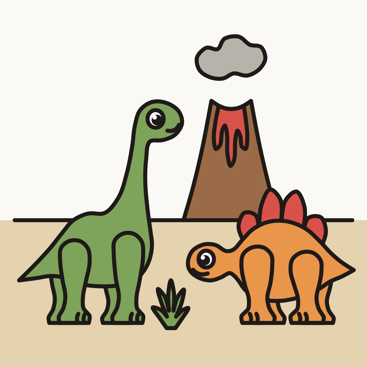 Finished drawing of a dinosaur land