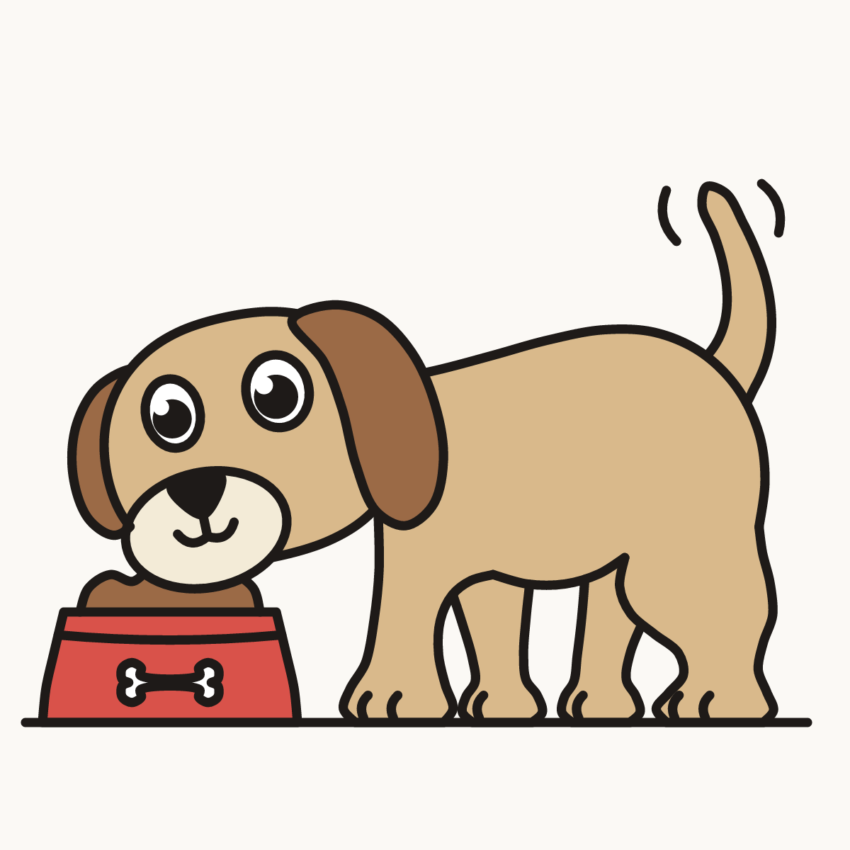Finished drawing of a dog eating