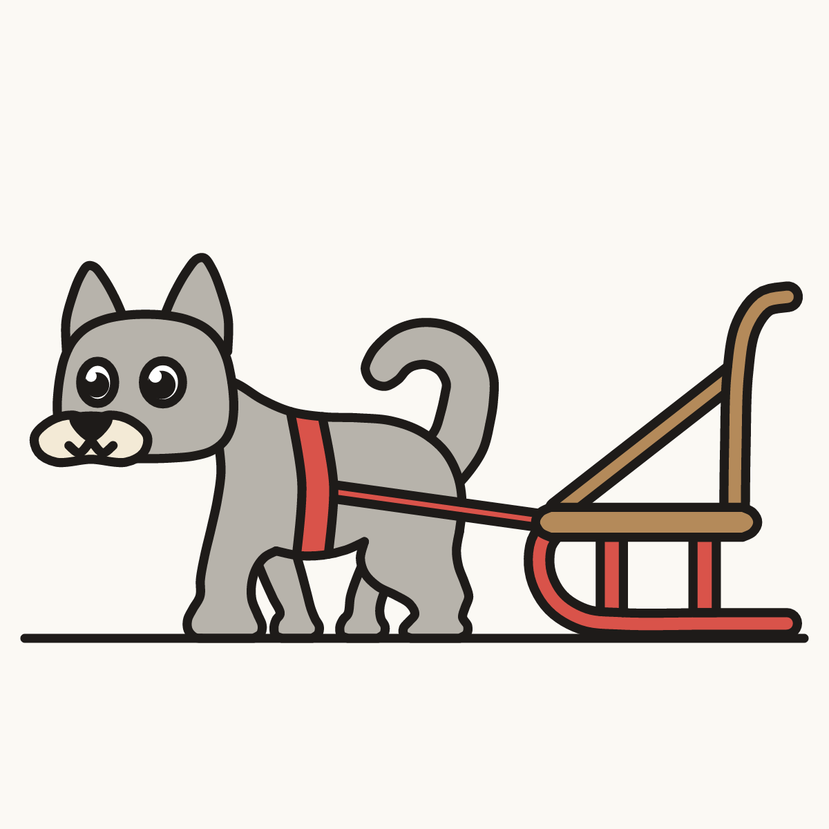 Finished drawing of a dog sled